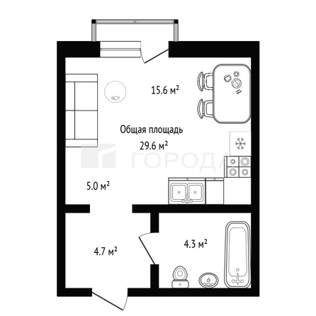 
  Продается студия 29.6 м², в ЖК Академ Клаб, дом 2. Фото 38.