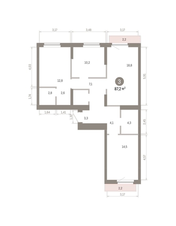 
  Продается 3-комн. квартира 87.16 м², в ЖК Пшеница, 6.1. Фото 1.