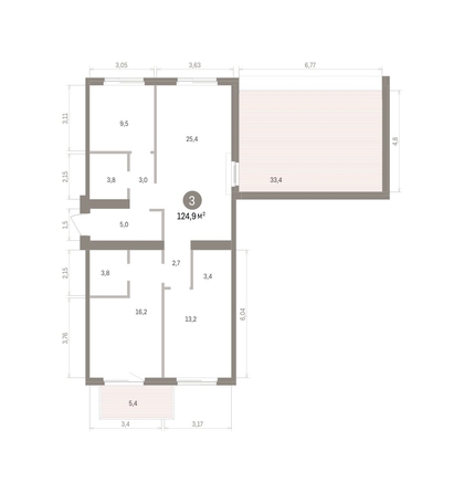 
  Продается 3-комн. квартира 124.86 м², в ЖК Пшеница, дом 5.2. Фото 1.