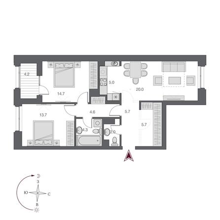 
  Продается 3-комн. квартира 77.8 м², в  Дом Нобель. Фото 1.