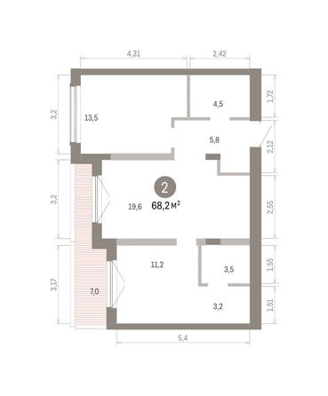 
  Продается 2-комн. квартира 68.23 м², в ЖК Европейский берег, дом 46. Фото 1.