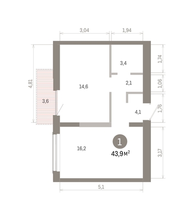
  Продается 1-комн. квартира 43.86 м², в ЖК Европейский берег, дом 46. Фото 1.