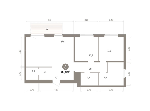
  Продается 3-комн. квартира 89 м², в ЖК Пшеница, дом 5.2. Фото 1.