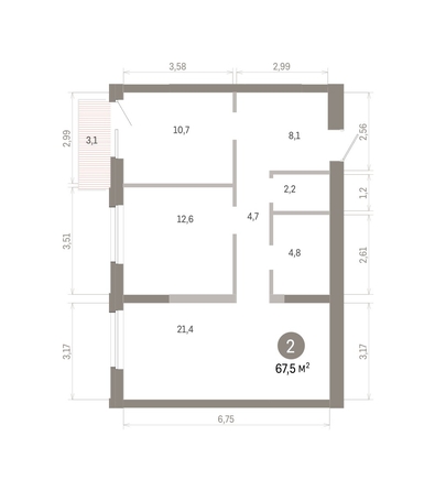 
  Продается 2-комн. квартира 67.49 м², в ЖК Город на озере. Фото 2.