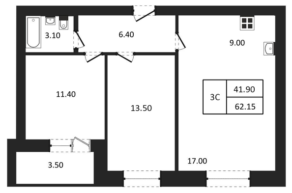 
  Продается 3-комн. квартира 62.15 м², в ЖК Дивноград. Фото 7.