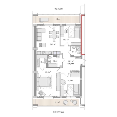 
  Продается 4-комн. квартира 128.9 м², в ЖК Мегаполис. Фото 6.