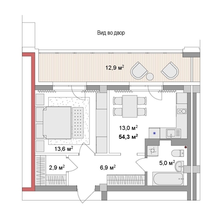 
  Продается 2-комн. квартира 54.3 м², в ЖК Мегаполис. Фото 6.