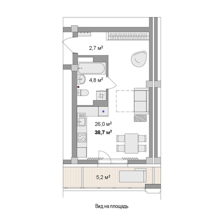 
  Продается студия 38.7 м², в ЖК Мегаполис. Фото 6.