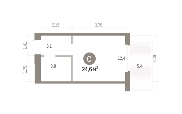 
  Продается студия 24.63 м², в ЖК Пшеница, дом 5.2. Фото 1.