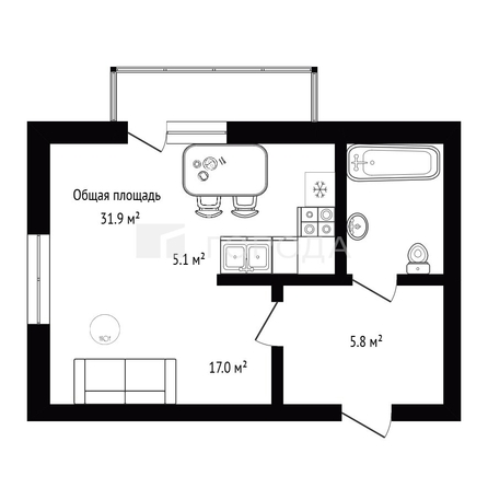 
  Продается студия 31.9 м². Фото 2.
