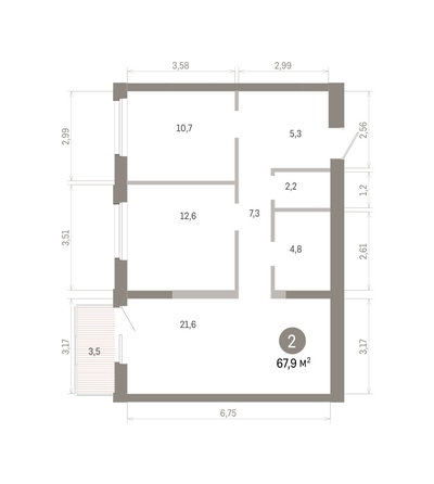 
  Продается 2-комн. квартира 67.94 м², в ЖК Город на озере. Фото 2.