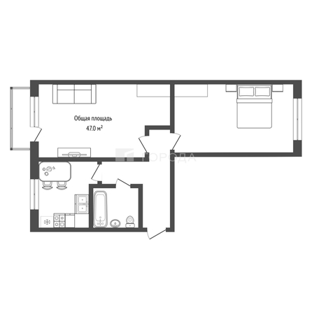 
  Продается 2-комн. квартира 47 м². Фото 2.