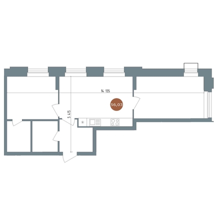 
  Продается 2-комн. квартира 56 м², в ЖК 19/56 Кварталы Телецентра, сек 2. Фото 1.