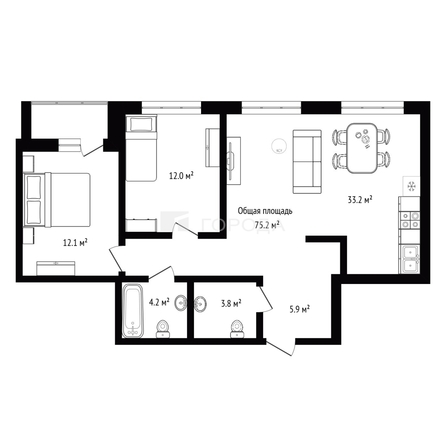 
  Продается 2-комн. квартира 75.2 м², в ЖК Ядринцевский квартал. Фото 37.