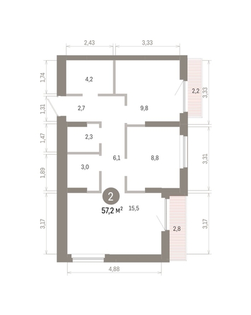 
  Продается 2-комн. квартира 57.2 м², в ЖК Пшеница, 6.1. Фото 1.