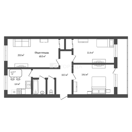 
  Продается 3-комн. квартира 68 м². Фото 2.