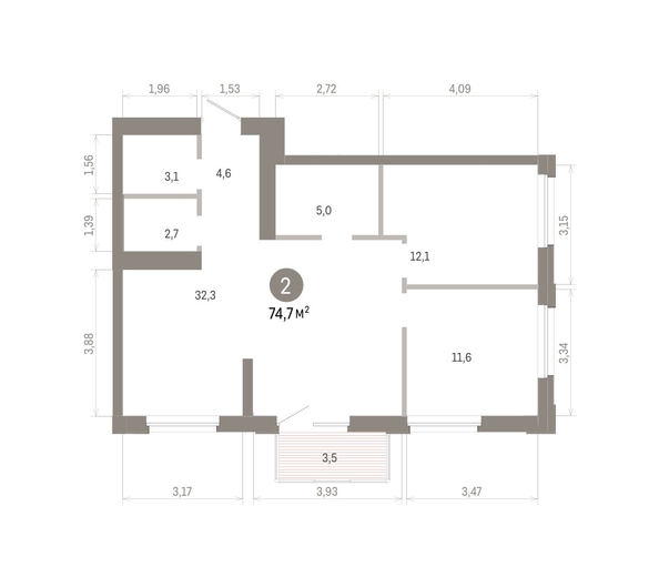 
  Продается 2-комн. квартира 74.73 м², в ЖК Город на озере. Фото 1.