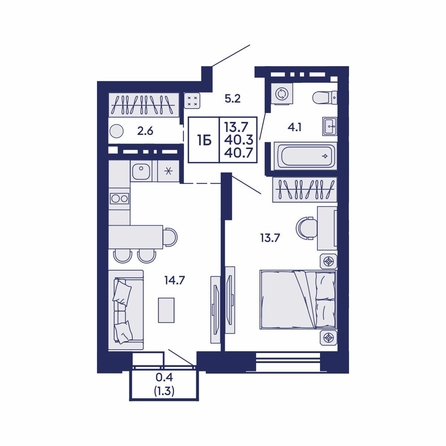 
  Продается 1-комн. квартира 40.7 м², в ЖК Сила леса, корп 1. Фото 1.