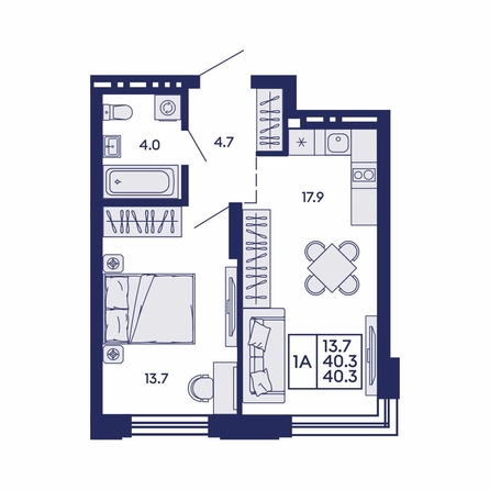 
  Продается 1-комн. квартира 40.3 м², в ЖК Сила леса, корп 1. Фото 1.