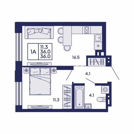 
  Продается 1-комн. квартира 36 м², в ЖК Сила леса, корп 2. Фото 1.