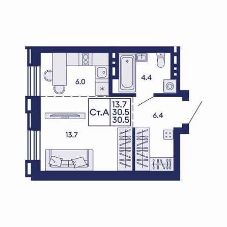
  Продается студия 30.5 м², в ЖК Сила леса, корп 2. Фото 1.