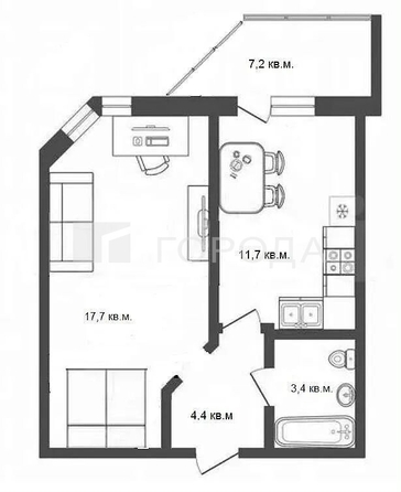 
  Продается 1-комн. квартира 44.4 м². Фото 11.