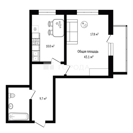 
  Продается 1-комн. квартира 43.1 м². Фото 14.
