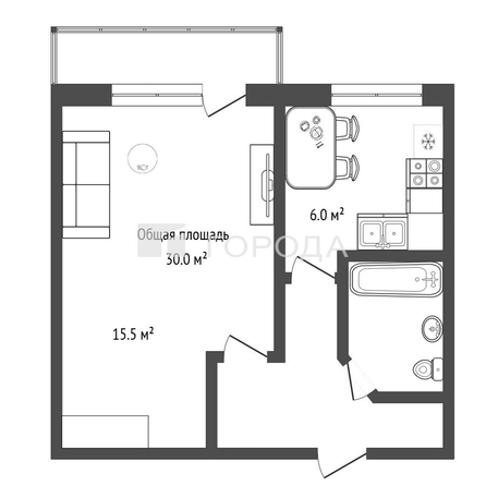 
  Продается 1-комн. квартира 30 м². Фото 4.
