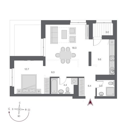 
  Продается 2-комн. квартира 63 м², в  Дом Нобель. Фото 2.