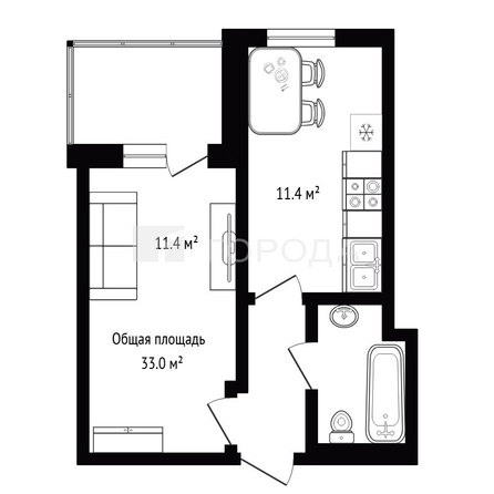
  Продается 1-комн. квартира 33 м². Фото 3.
