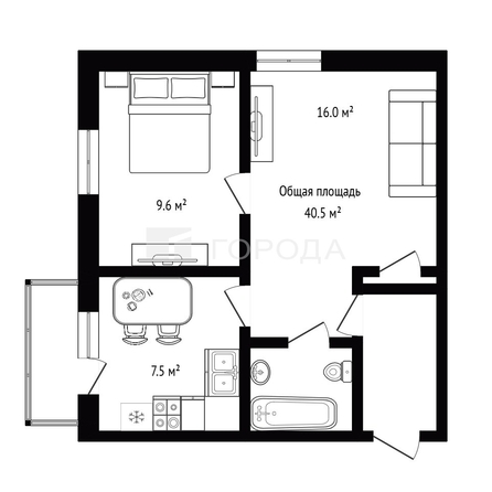
  Продается 2-комн. квартира 40.5 м². Фото 2.
