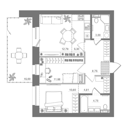 
  Продается 2-комн. квартира 80.33 м², в ЖК Спектр, дом 10. Фото 1.