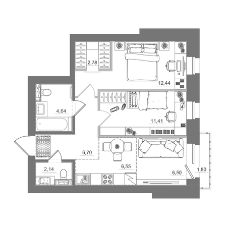 
  Продается 2-комн. квартира 54.86 м², в ЖК Спектр, дом 10. Фото 1.