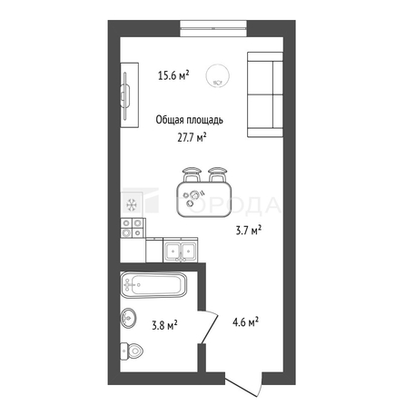 
  Продается апартамент 27.7 м², в АК МАКИ. Фото 3.