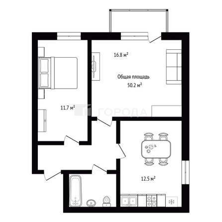 
  Продается 2-комн. квартира 50.2 м². Фото 2.