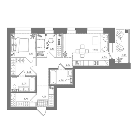 
  Продается 2-комн. квартира 76.11 м², в ЖК Спектр, дом 10. Фото 1.