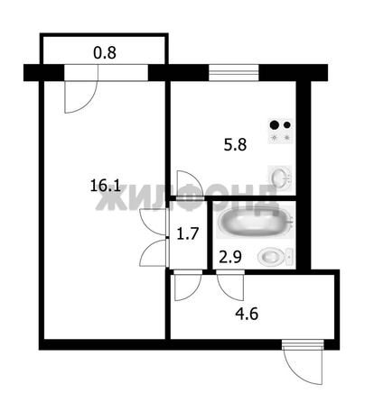
  Продается 1-комн. квартира 31.1 м². Фото 14.