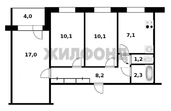 
  Продается 3-комн. квартира 57.4 м². Фото 10.