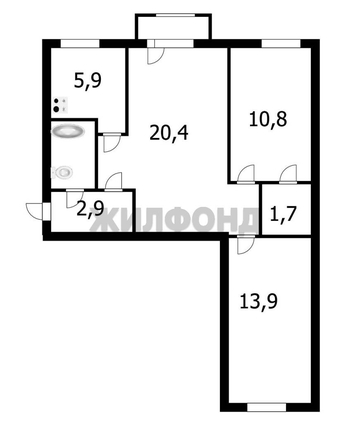 
  Продается 3-комн. квартира 58.7 м². Фото 1.