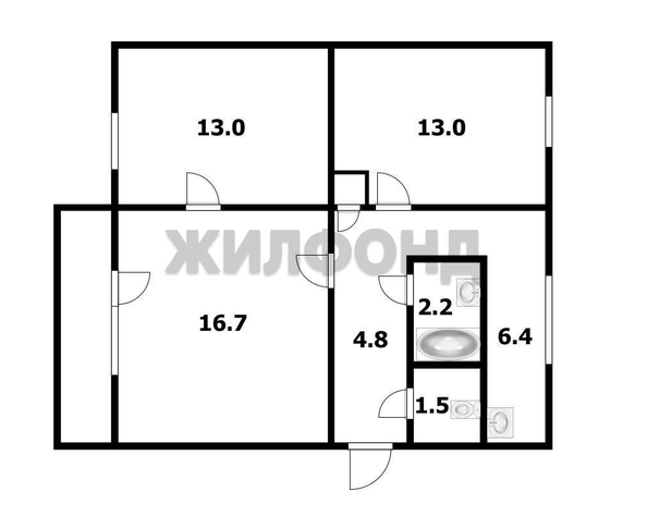 
  Продается 3-комн. квартира 57.8 м². Фото 2.