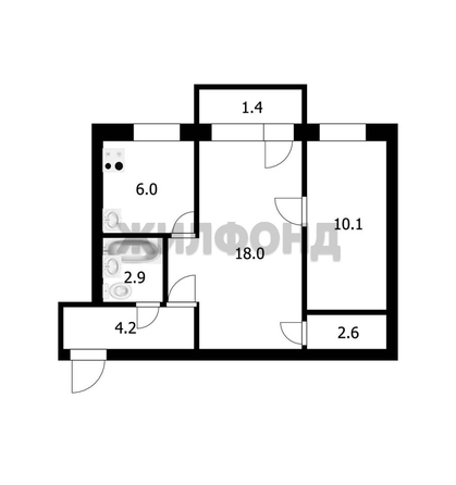 
  Продается 2-комн. квартира 44 м². Фото 2.