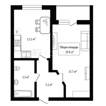 
  Продается 1-комн. квартира 38.9 м², в ЖК Радужный каскад, б/с 19. Фото 34.