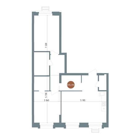 
  Продается 2-комн. квартира 69.46 м², в ЖК 19/56 Кварталы Телецентра, сек 6. Фото 1.