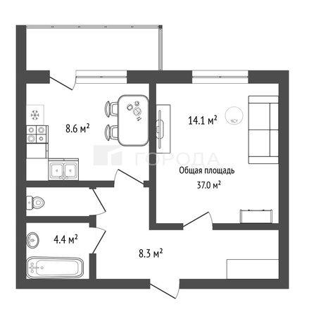 
  Продается 1-комн. квартира 37 м². Фото 8.