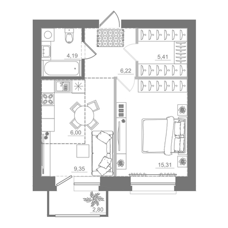 
  Продается студия 49.28 м², в ЖК Спектр, дом 9. Фото 1.