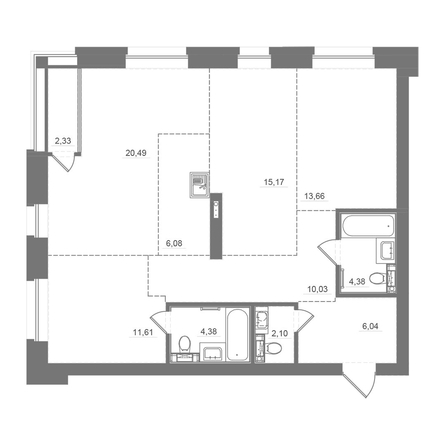 
  Продается 3-комн. квартира 96.41 м², в ЖК Спектр, дом 10. Фото 2.