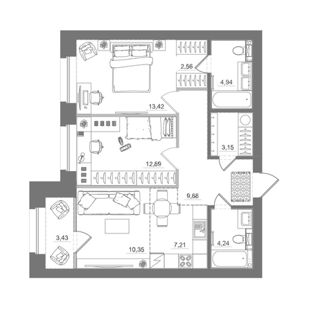 
  Продается 2-комн. квартира 72.25 м², в ЖК Спектр, дом 10. Фото 1.
