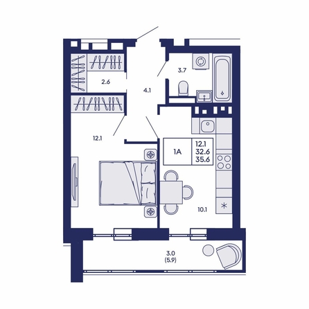 
  Продается 1-комн. квартира 35.6 м², в ЖК Горизонт, дом 2. Фото 1.