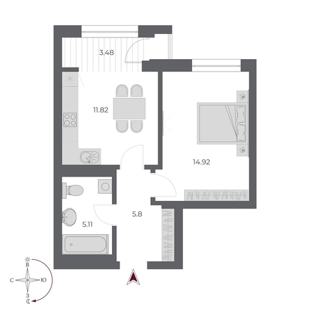 
  Продается 1-комн. квартира 39.7 м², в ЖК ОСКАР, дом 3. Фото 1.