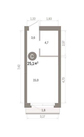
  Продается студия 25.11 м², в ЖК Город на озере. Фото 1.